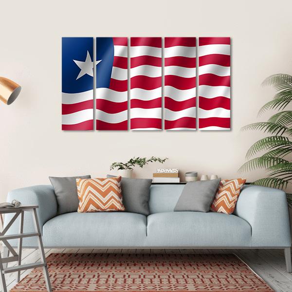 Flag Of The Liberia Canvas Wall Art-5 Horizontal-Gallery Wrap-22" x 12"-Tiaracle