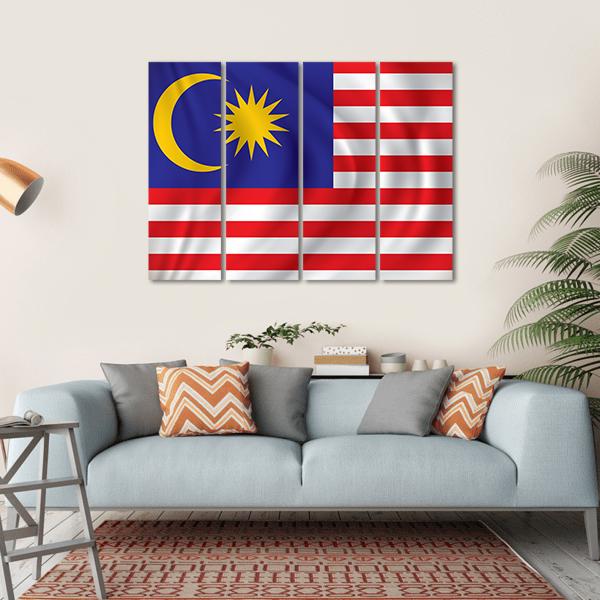 Flag Of The Malaysia Canvas Wall Art-4 Horizontal-Gallery Wrap-34" x 24"-Tiaracle