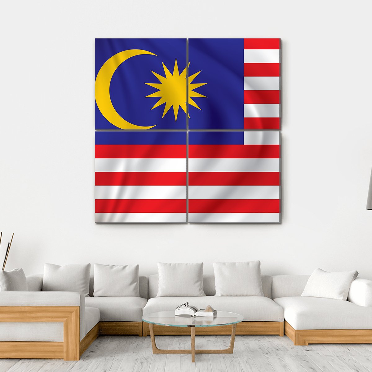 Flag Of The Malaysia Canvas Wall Art-4 Square-Gallery Wrap-17" x 17"-Tiaracle