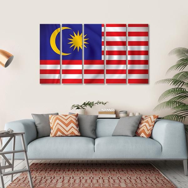 Flag Of The Malaysia Canvas Wall Art-5 Horizontal-Gallery Wrap-22" x 12"-Tiaracle