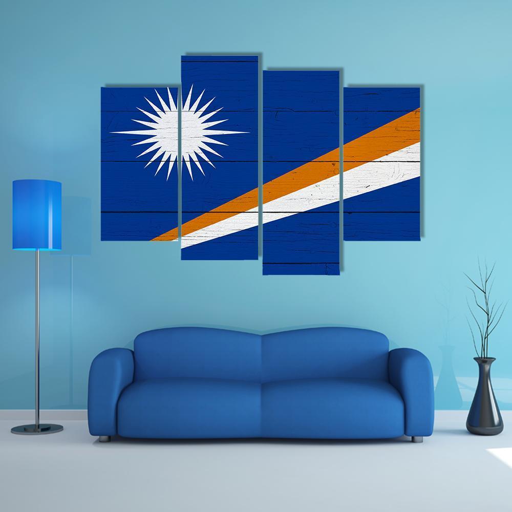 Flag Of The Marshall Islands Canvas Wall Art-4 Pop-Gallery Wrap-50" x 32"-Tiaracle