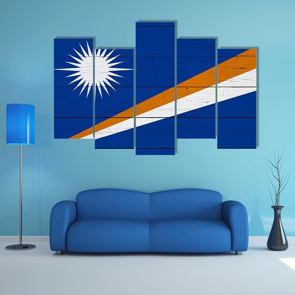 Flag Of The Marshall Islands Canvas Wall Art-5 Pop-Gallery Wrap-47" x 32"-Tiaracle
