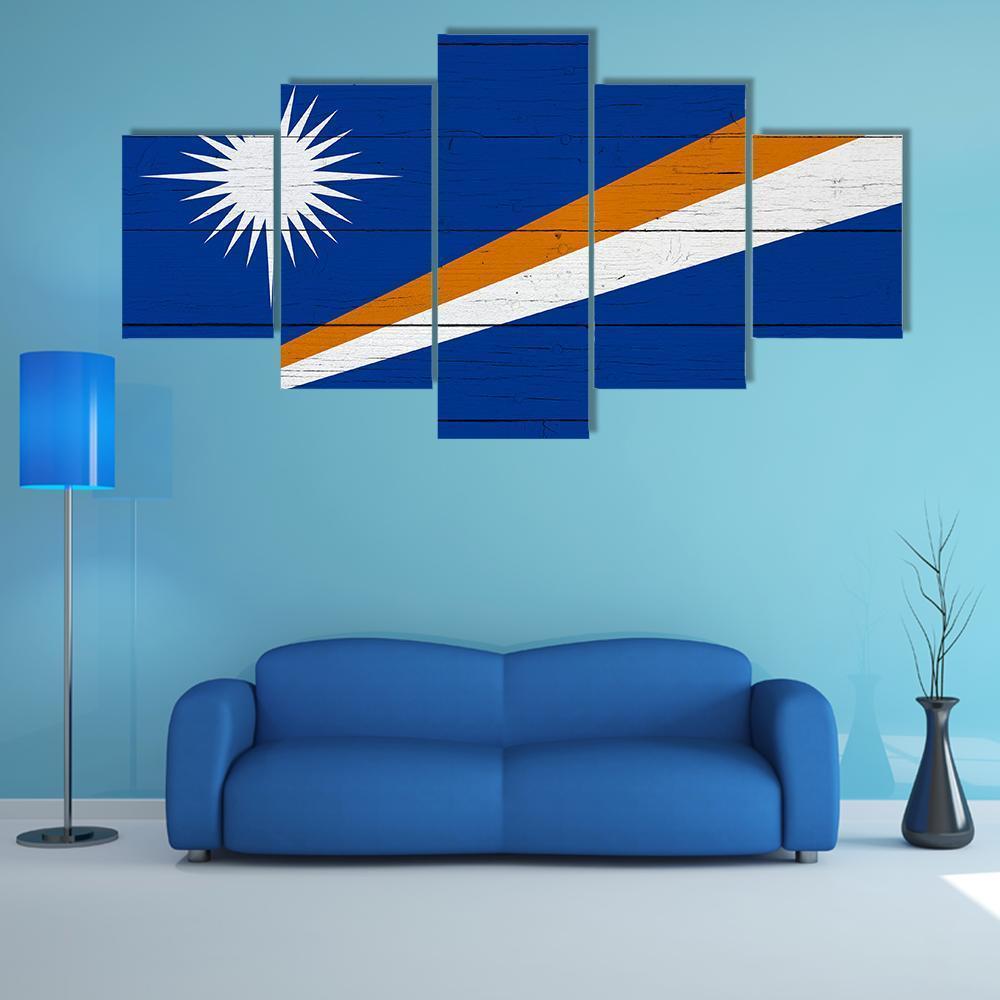 Flag Of The Marshall Islands Canvas Wall Art-3 Horizontal-Gallery Wrap-37" x 24"-Tiaracle