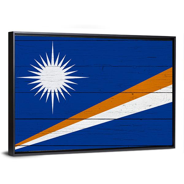 Flag Of The Marshall Islands Canvas Wall Art-3 Horizontal-Gallery Wrap-25" x 16"-Tiaracle