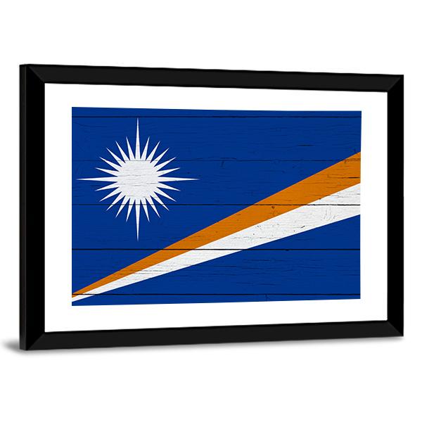 Flag Of The Marshall Islands Canvas Wall Art-3 Horizontal-Gallery Wrap-25" x 16"-Tiaracle