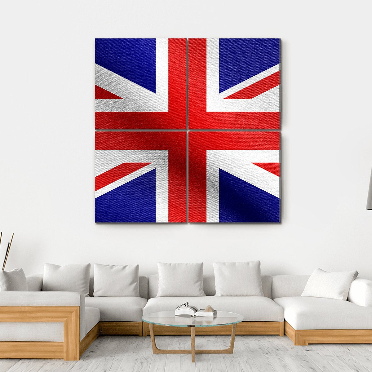 Flag Of The United Kingdom Canvas Wall Art-4 Square-Gallery Wrap-17" x 17"-Tiaracle