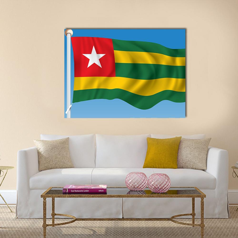 Flag Of Togo Canvas Wall Art-1 Piece-Gallery Wrap-36" x 24"-Tiaracle