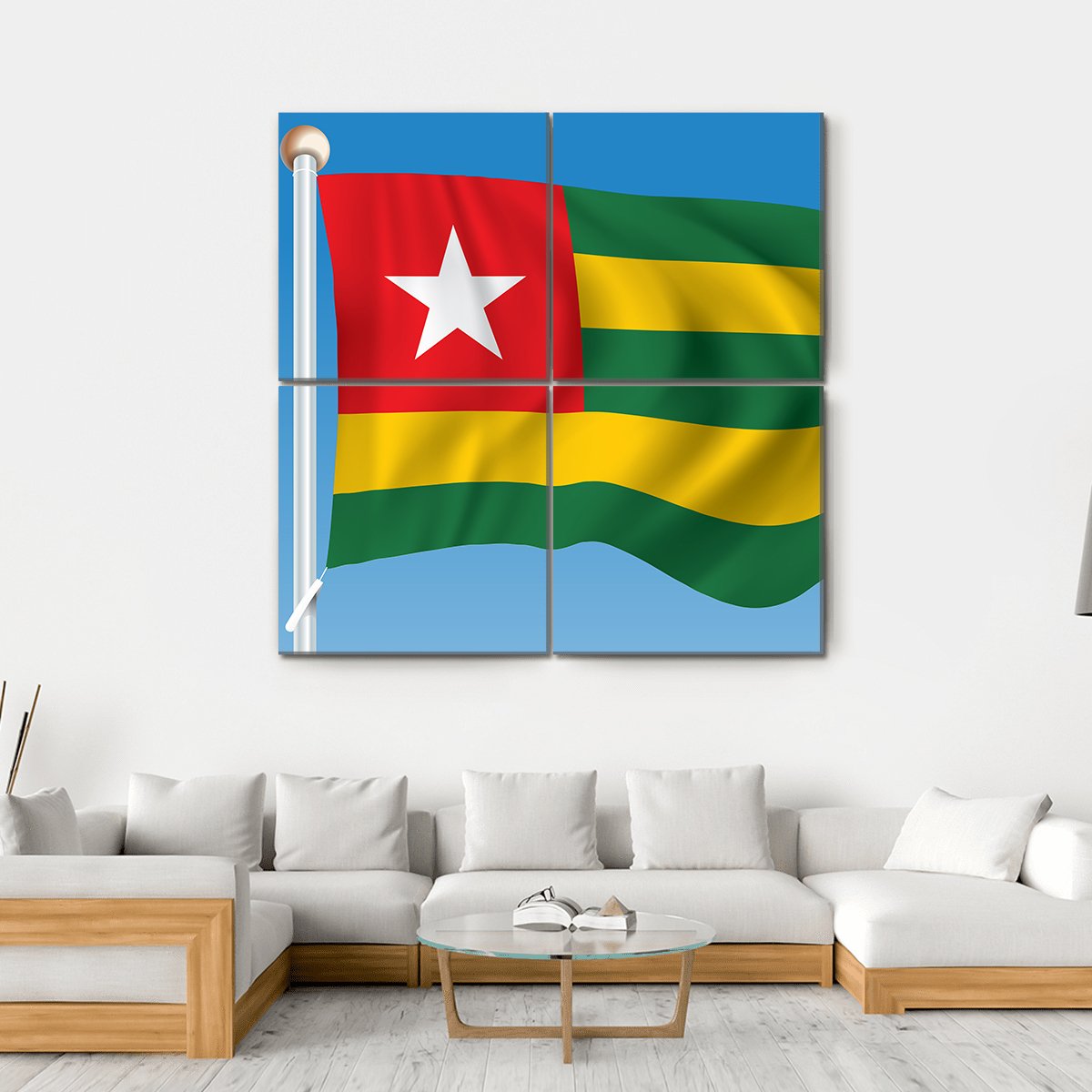 Flag Of Togo Canvas Wall Art-4 Square-Gallery Wrap-17" x 17"-Tiaracle