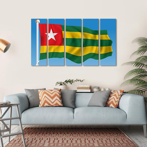 Flag Of Togo Canvas Wall Art-5 Horizontal-Gallery Wrap-22" x 12"-Tiaracle