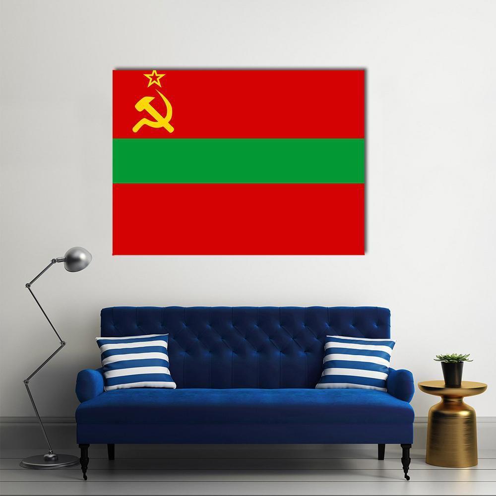 Flag Of Transnistria Canvas Wall Art-1 Piece-Gallery Wrap-48" x 32"-Tiaracle