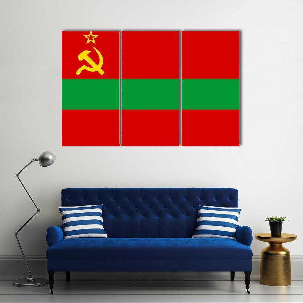 Flag Of Transnistria Canvas Wall Art-3 Horizontal-Gallery Wrap-37" x 24"-Tiaracle