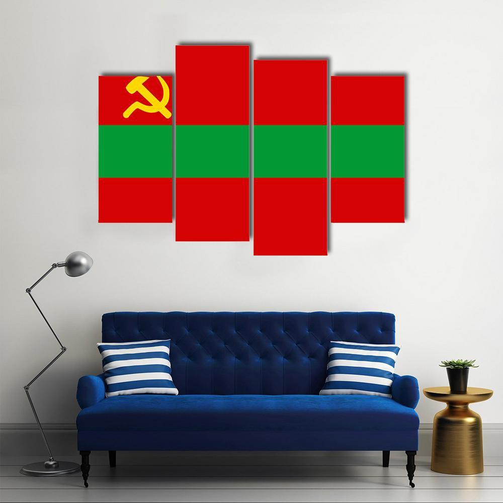 Flag Of Transnistria Canvas Wall Art-3 Horizontal-Gallery Wrap-37" x 24"-Tiaracle