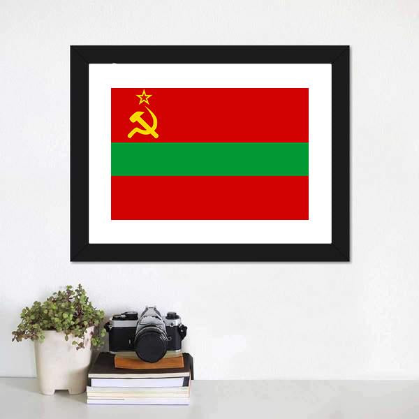 Flag Of Transnistria Canvas Wall Art-1 Piece-Framed Print-20" x 16"-Tiaracle