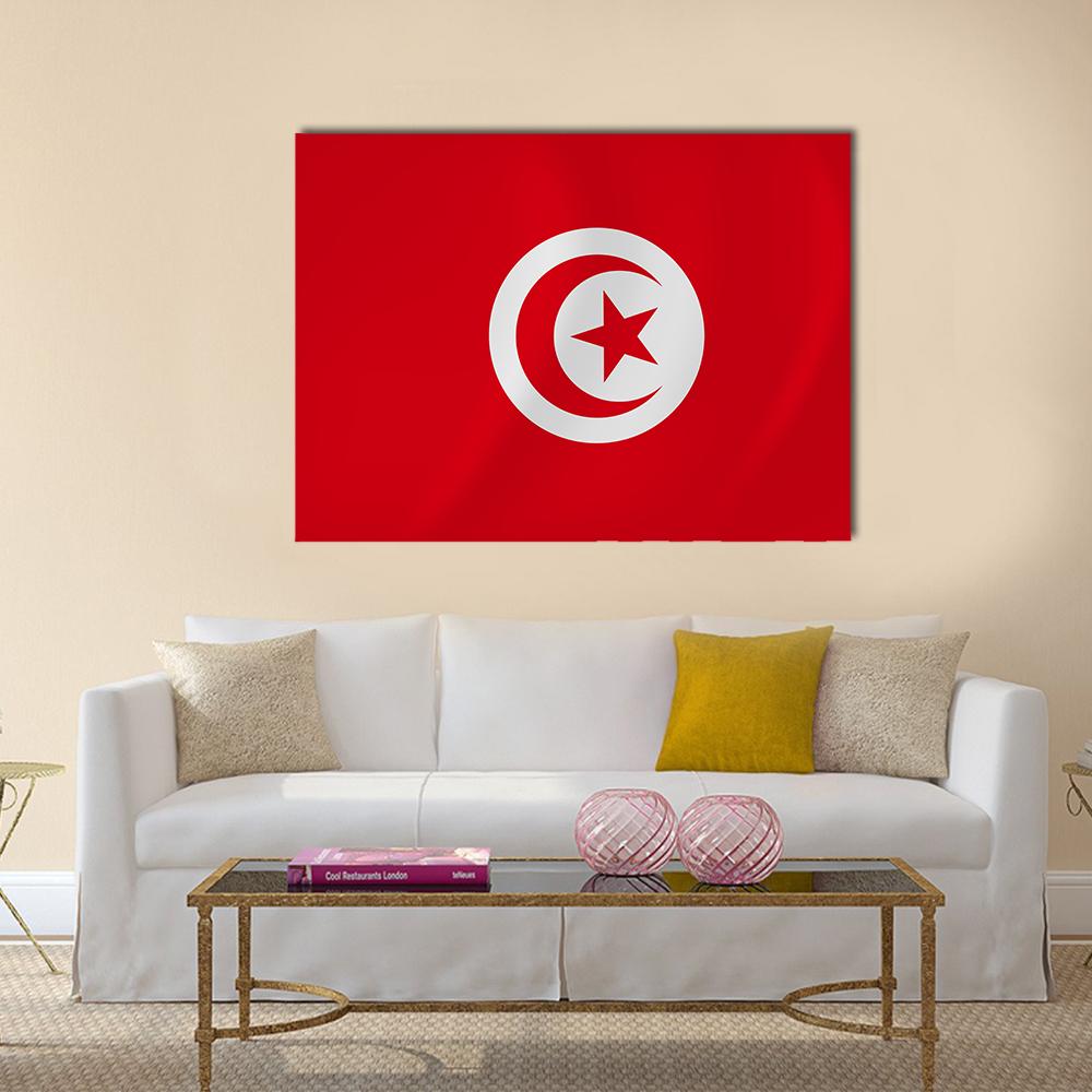 Flag Of Tunisia Canvas Wall Art-1 Piece-Gallery Wrap-36" x 24"-Tiaracle