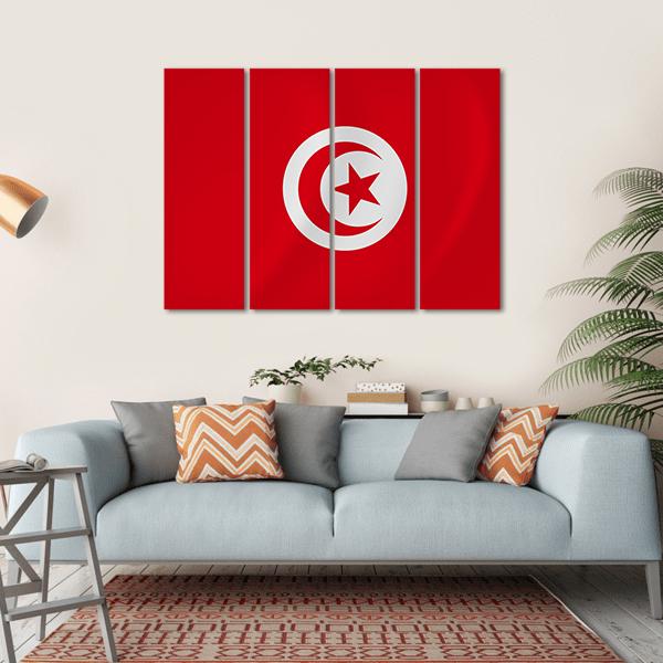 Flag Of Tunisia Canvas Wall Art-1 Piece-Gallery Wrap-36" x 24"-Tiaracle