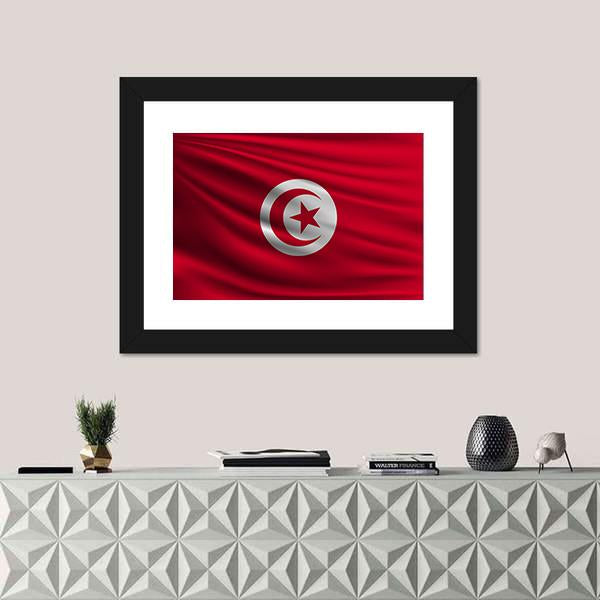 Flag Of Tunisia Canvas Wall Art-5 Horizontal-Gallery Wrap-22" x 12"-Tiaracle