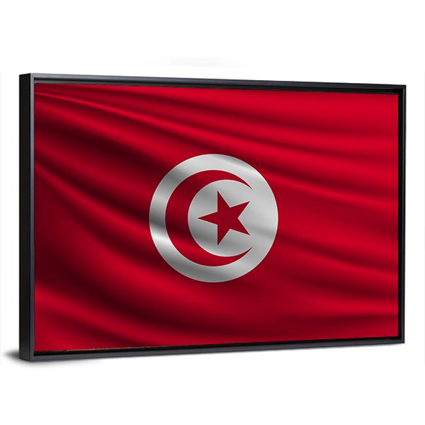Flag Of Tunisia Canvas Wall Art-5 Horizontal-Gallery Wrap-22" x 12"-Tiaracle