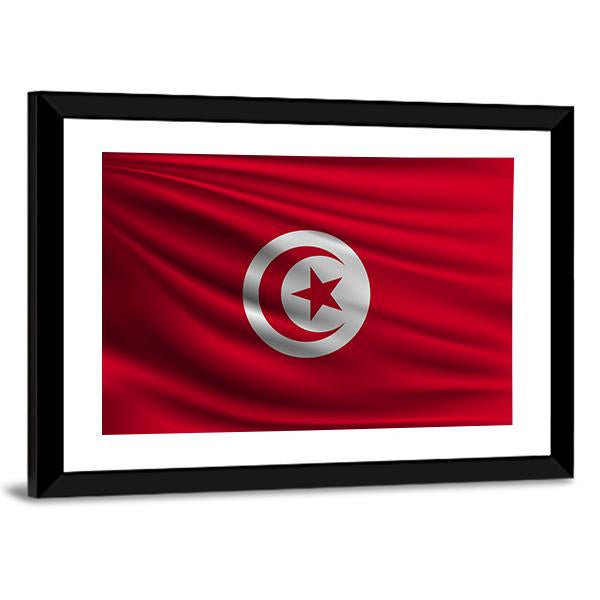Flag Of Tunisia Panoramic Canvas Wall Art-1 Piece-36" x 12"-Tiaracle