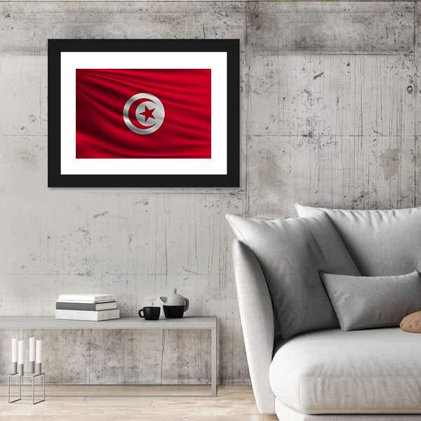 Flag Of Tunisia Panoramic Canvas Wall Art-1 Piece-36" x 12"-Tiaracle