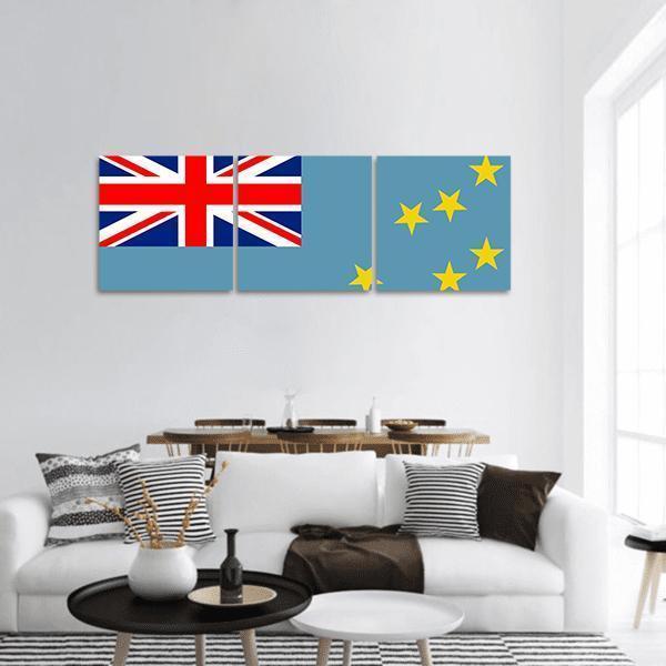 Tuvalu Flag Panoramic Canvas Wall Art-3 Piece-25" x 08"-Tiaracle