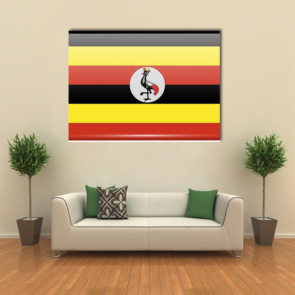 Flag Of Uganda Canvas Wall Art-1 Piece-Gallery Wrap-36" x 24"-Tiaracle