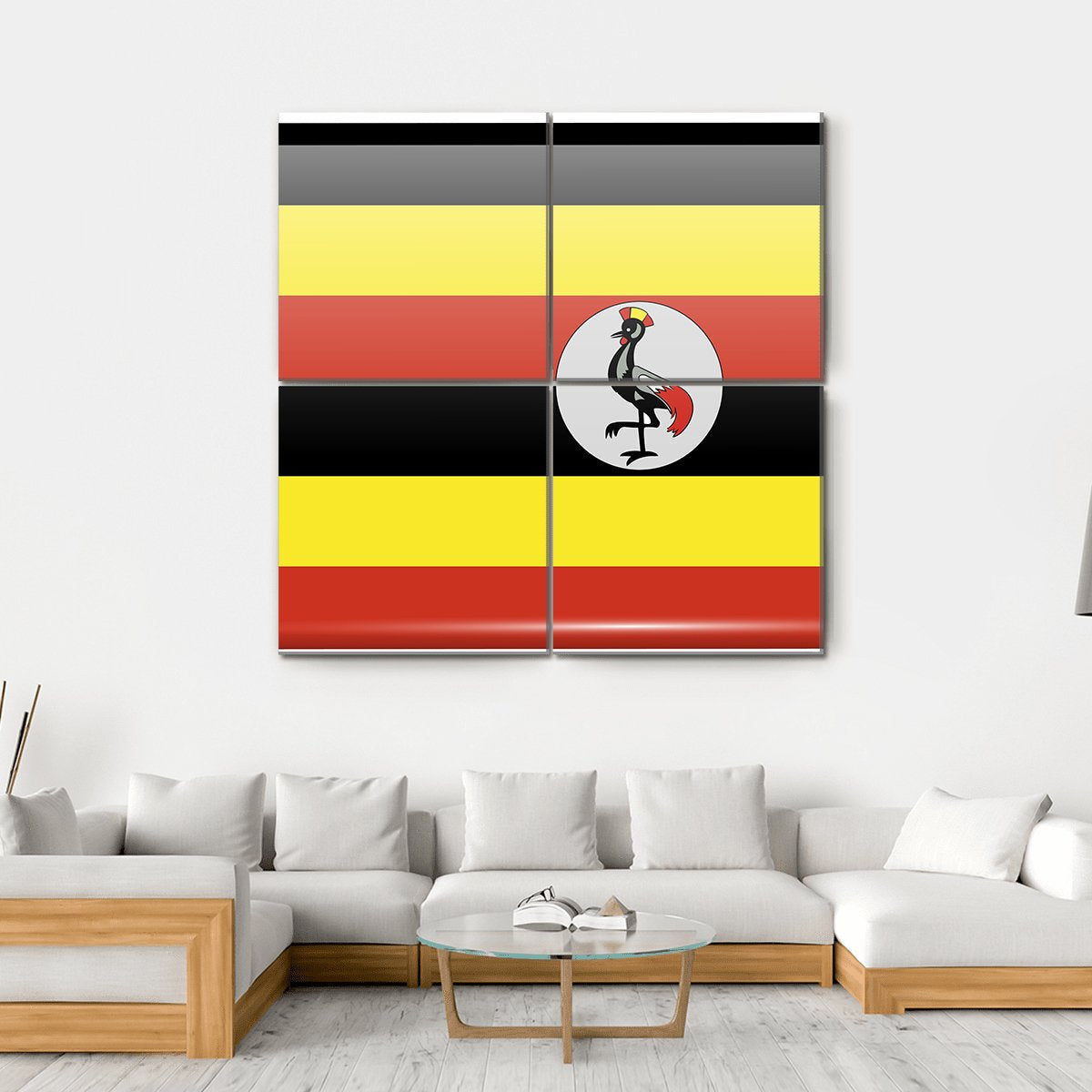 Flag Of Uganda Canvas Wall Art-4 Square-Gallery Wrap-17" x 17"-Tiaracle