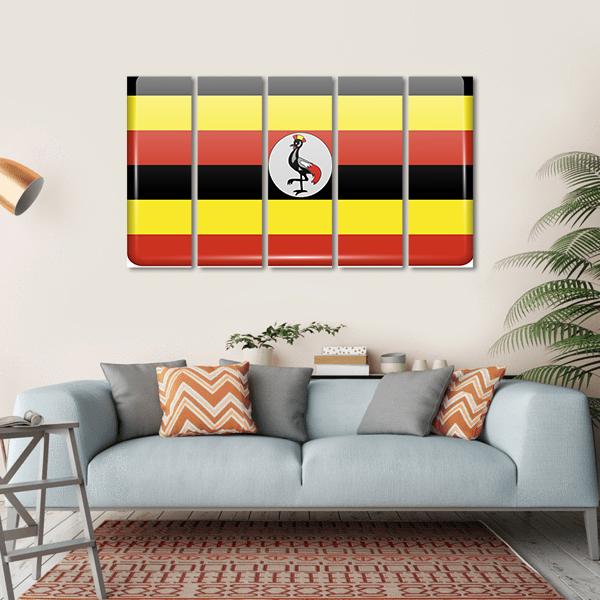 Flag Of Uganda Canvas Wall Art-5 Horizontal-Gallery Wrap-22" x 12"-Tiaracle