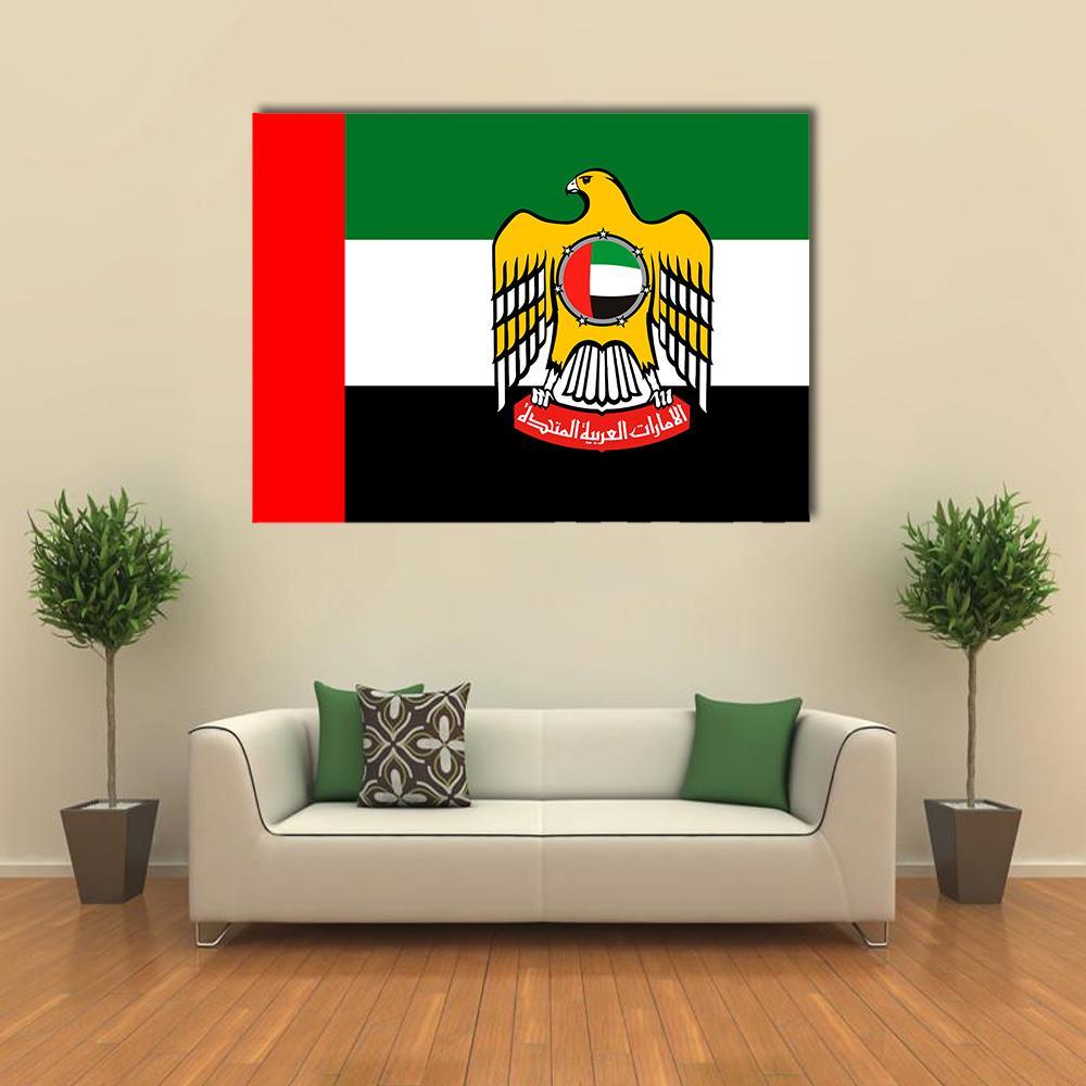 Flag Of United Arab Emirates Canvas Wall Art-4 Horizontal-Gallery Wrap-34" x 24"-Tiaracle