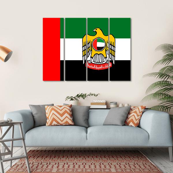 Flag Of United Arab Emirates Canvas Wall Art-4 Horizontal-Gallery Wrap-34" x 24"-Tiaracle