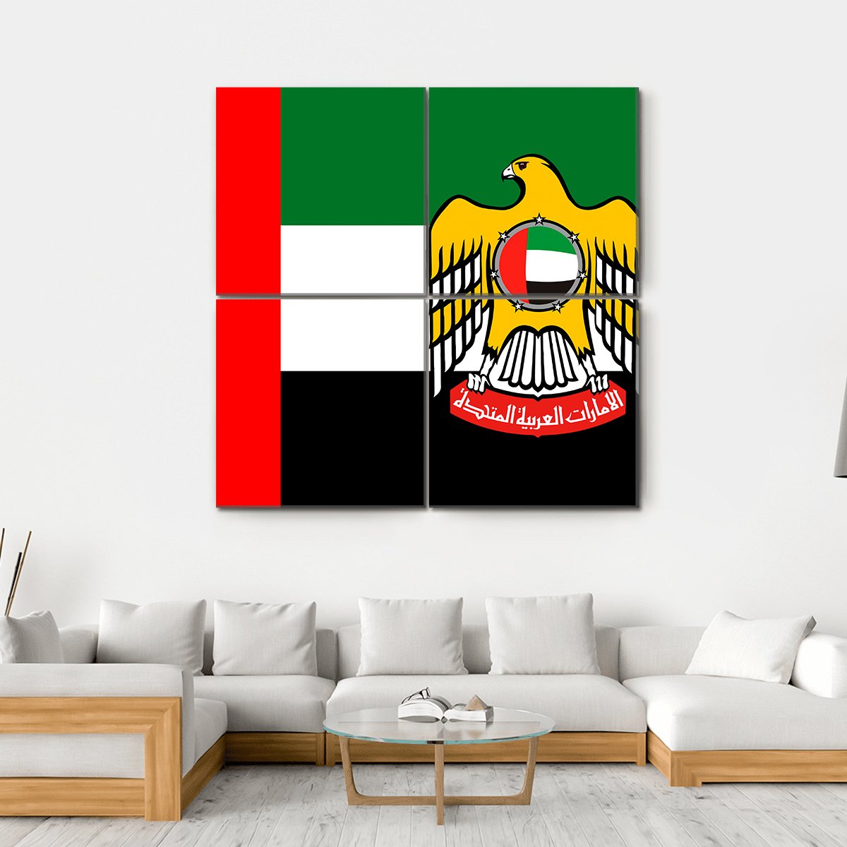 Flag Of United Arab Emirates Canvas Wall Art-4 Square-Gallery Wrap-17" x 17"-Tiaracle