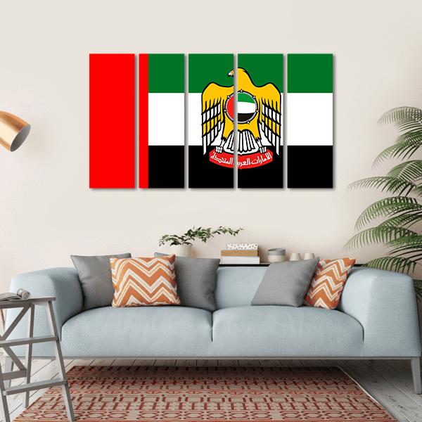 Flag Of United Arab Emirates Canvas Wall Art-5 Horizontal-Gallery Wrap-22" x 12"-Tiaracle