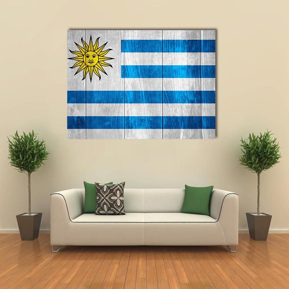 Flag Of Uruguay Canvas Wall Art-1 Piece-Gallery Wrap-36" x 24"-Tiaracle