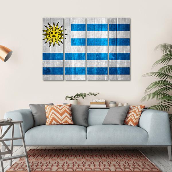 Flag Of Uruguay Canvas Wall Art-4 Horizontal-Gallery Wrap-34" x 24"-Tiaracle