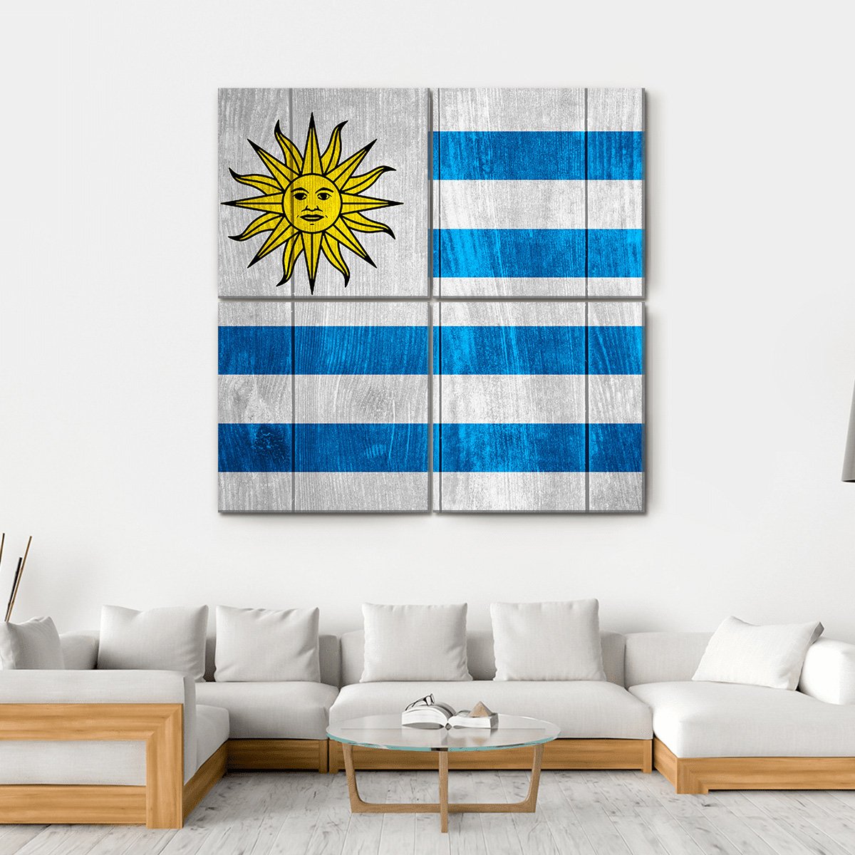 Flag Of Uruguay Canvas Wall Art-4 Square-Gallery Wrap-17" x 17"-Tiaracle