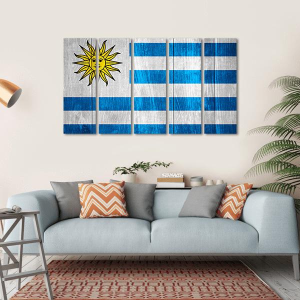 Flag Of Uruguay Canvas Wall Art-5 Horizontal-Gallery Wrap-22" x 12"-Tiaracle