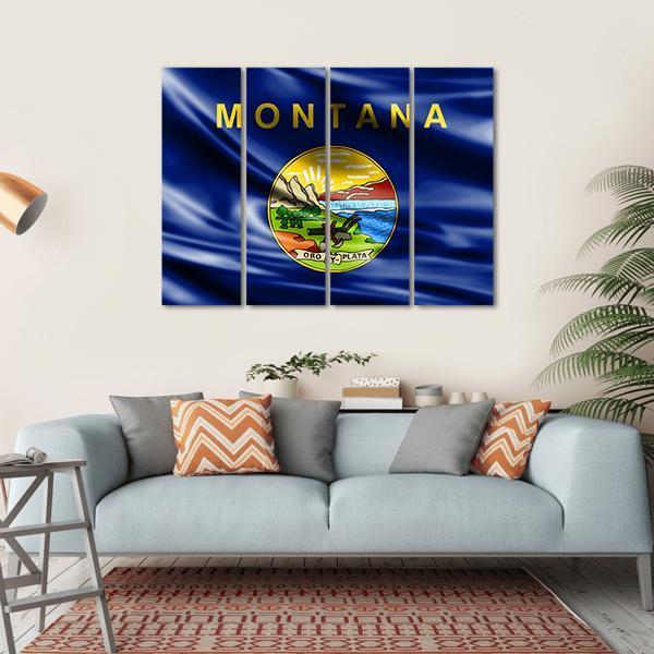 Flag Of Montana Canvas Wall Art-4 Horizontal-Gallery Wrap-34" x 24"-Tiaracle
