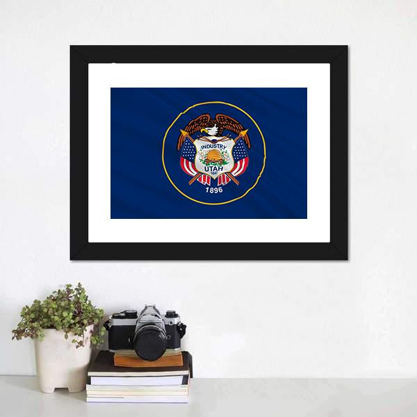 Flag Of Utah Canvas Wall Art-1 Piece-Framed Print-20" x 16"-Tiaracle