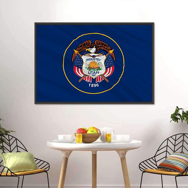 Flag Of Utah Canvas Wall Art-5 Horizontal-Gallery Wrap-22" x 12"-Tiaracle
