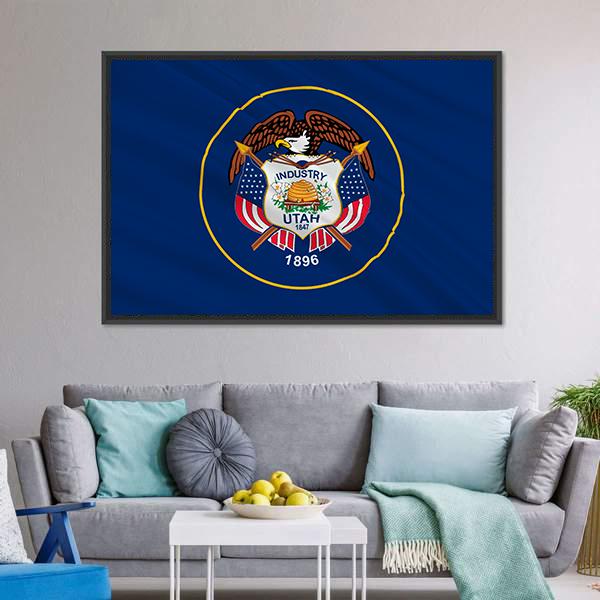 Flag Of Utah Canvas Wall Art-5 Horizontal-Gallery Wrap-22" x 12"-Tiaracle