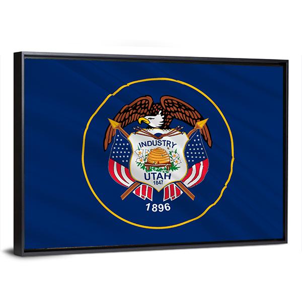 Flag Of Utah Canvas Wall Art-5 Horizontal-Gallery Wrap-22" x 12"-Tiaracle