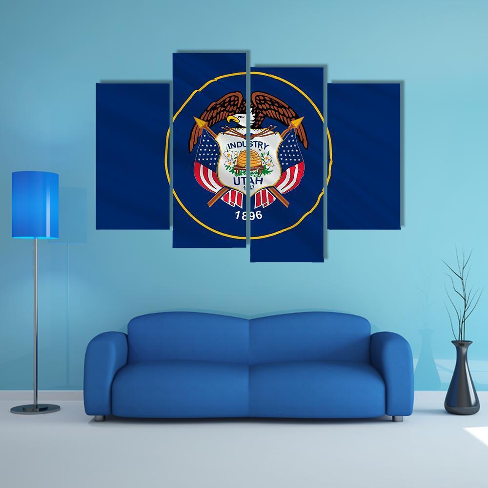 Flag Of Utah Canvas Wall Art-4 Pop-Gallery Wrap-50" x 32"-Tiaracle