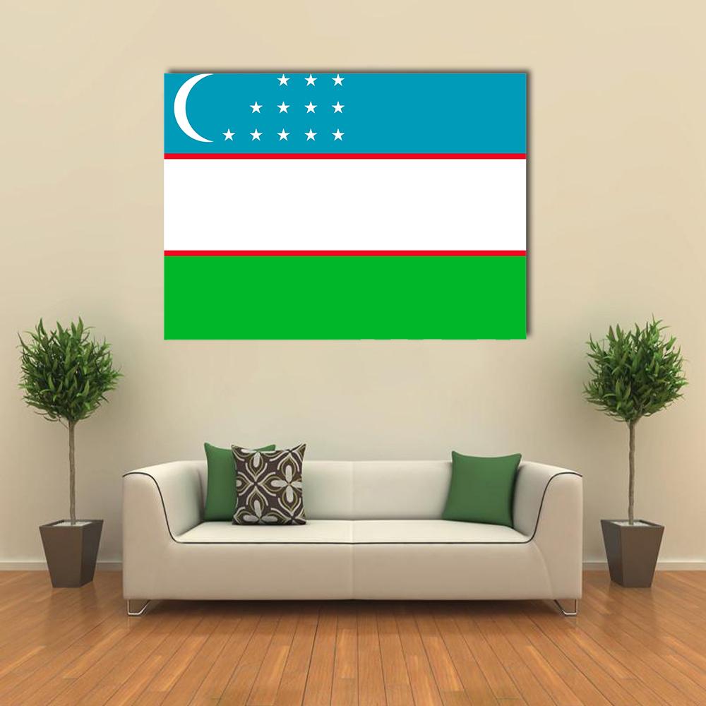 Flag Of Uzbekistan Canvas Wall Art-1 Piece-Gallery Wrap-36" x 24"-Tiaracle