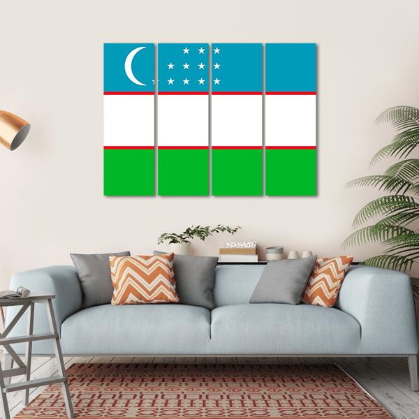 Flag Of Uzbekistan Canvas Wall Art-4 Horizontal-Gallery Wrap-34" x 24"-Tiaracle