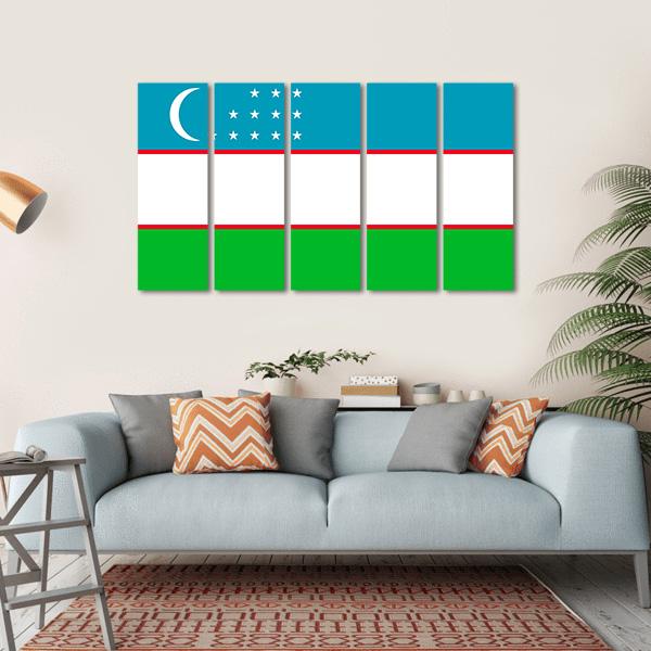 Flag Of Uzbekistan Canvas Wall Art-5 Horizontal-Gallery Wrap-22" x 12"-Tiaracle