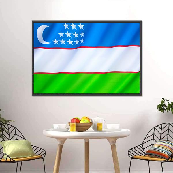 Flag Of Uzbekistan Canvas Wall Art-5 Horizontal-Gallery Wrap-22" x 12"-Tiaracle
