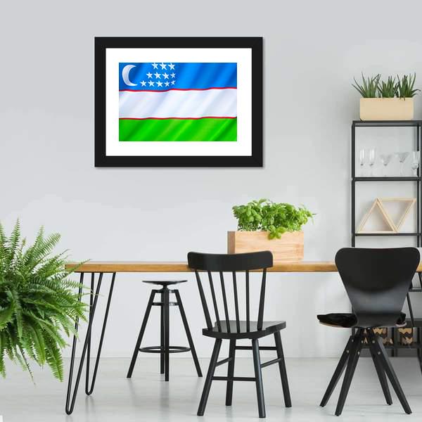 Flag Of Uzbekistan Canvas Wall Art-5 Horizontal-Gallery Wrap-22" x 12"-Tiaracle