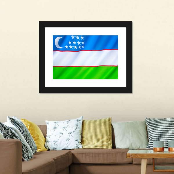 Flag Of Uzbekistan Canvas Wall Art-5 Horizontal-Gallery Wrap-22" x 12"-Tiaracle