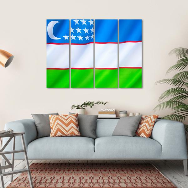 Flag Of Uzbekistan Canvas Wall Art-4 Horizontal-Gallery Wrap-34" x 24"-Tiaracle