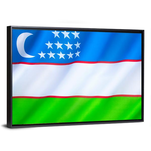 Flag Of Uzbekistan Canvas Wall Art-3 Horizontal-Gallery Wrap-25" x 16"-Tiaracle