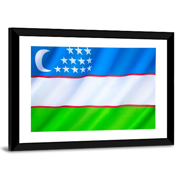 Flag Of Uzbekistan Canvas Wall Art-3 Horizontal-Gallery Wrap-25" x 16"-Tiaracle